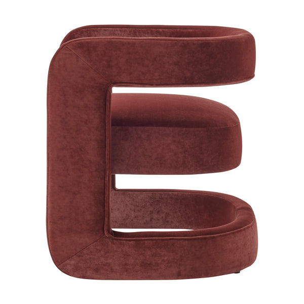 Althea Velvet Accent Arm Chair, Dainty Maroon