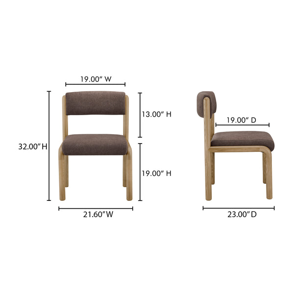 Moe's April Dining Chair Set in Deep Brown