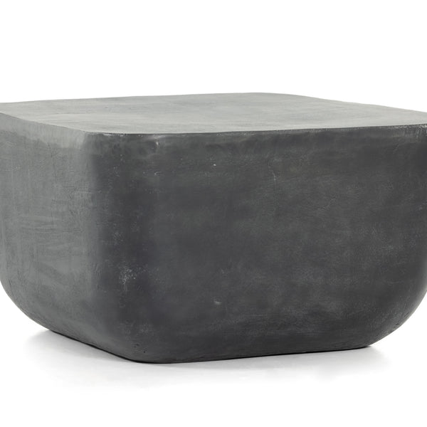 Basil Square Outdoor End Table In Aged Grey