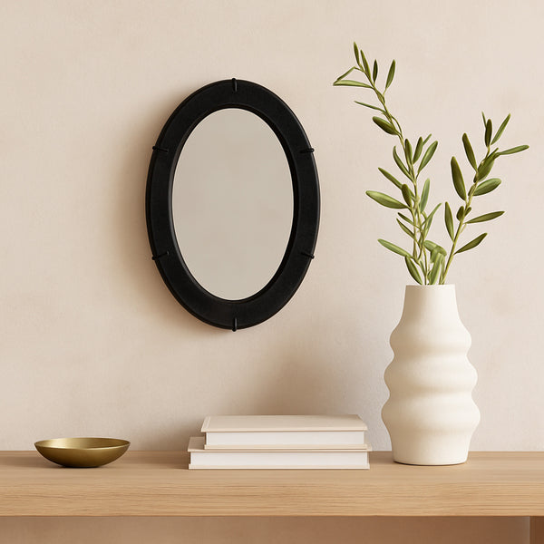 Moe's Antoni Oval Mirror in Black Iron