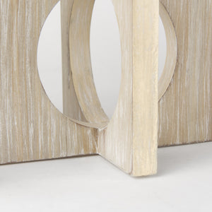 Cambie 29.0L x 6.0W x 9.0H Natural Wood W/Black Metal Candle Holders