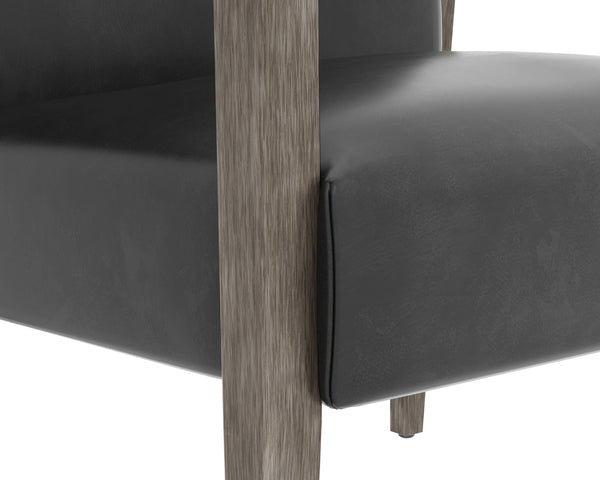 EARL LOUNGE CHAIR - ASH GREY - BRENTWOOD CHARCOAL LEATHER