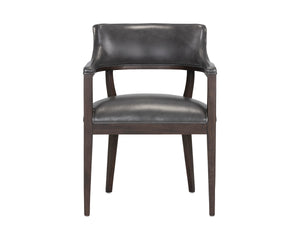 BRYLEA DINING ARMCHAIR - BROWN - BRENTWOOD CHARCOAL LEATHER