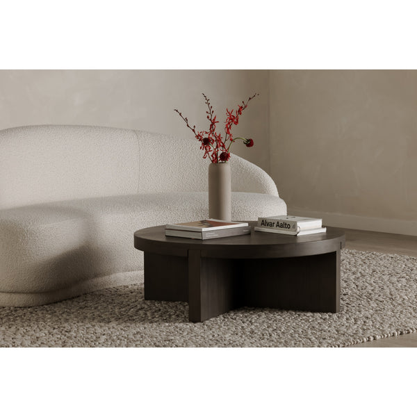 Moe's Folke Round Coffee Table in Dark Brown Oak