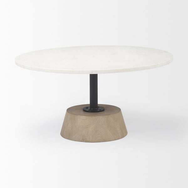 Maxwell  Marble Top Pedestal Base Round Coffee Table