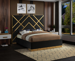 Lionel Queen Bed In Black Velvet