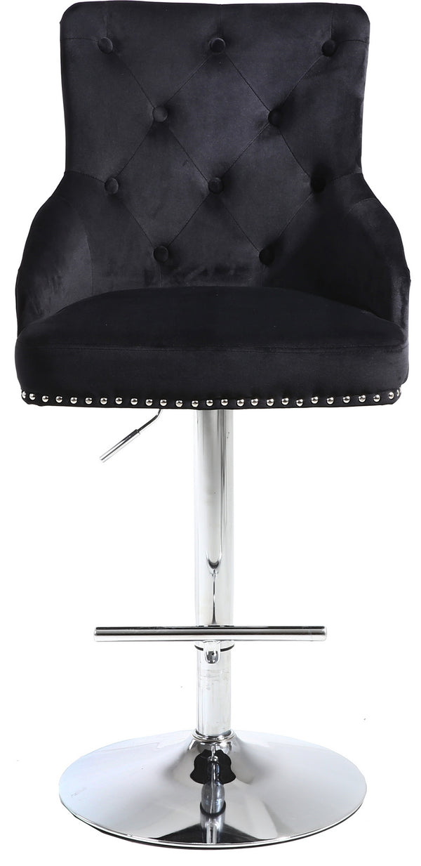 Stella Adjustable Stool In Black Velvet and Chrome