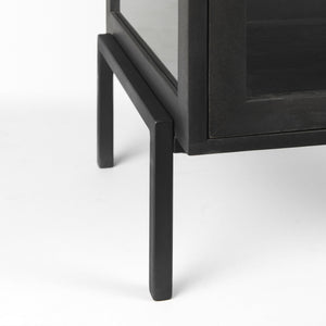 Arelius 20L x 18W x 26H Black-Brown Wood W/ Black Metal Frame End/Side Table