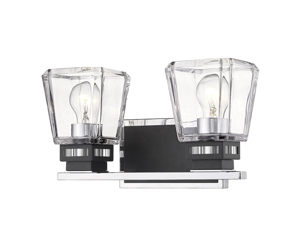 Jackson 2 Light Vanity in Chrome + Matte Black Finish
