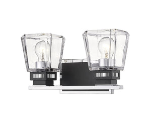 Jackson 2 Light Vanity in Chrome + Matte Black Finish