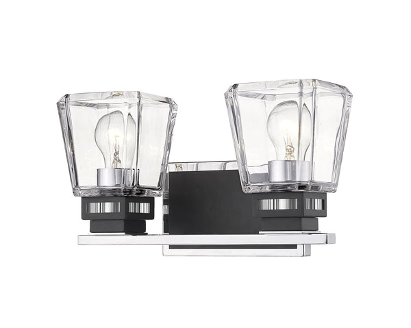 Jackson 2 Light Vanity in Chrome + Matte Black Finish