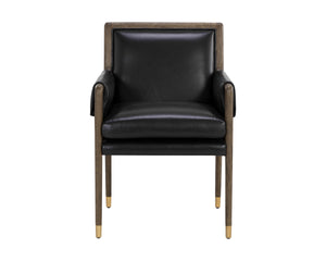 MAUTI DINING ARMCHAIR - DISTRESSED BROWN - CORTINA BLACK LEATHER