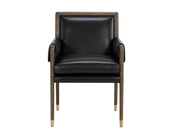 MAUTI DINING ARMCHAIR - DISTRESSED BROWN - CORTINA BLACK LEATHER