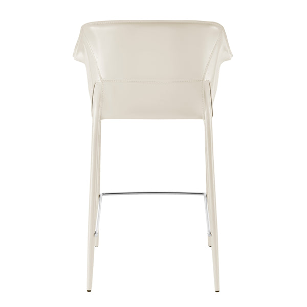 Callie Recycled Leather Counter Stool, Vanilla