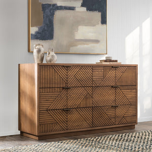 Santa Clara Solid Wood Dresser with Art Deco Carved Design