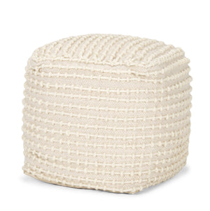 Sakaye Beige w/ Cream Stitched Patterned Pouf
