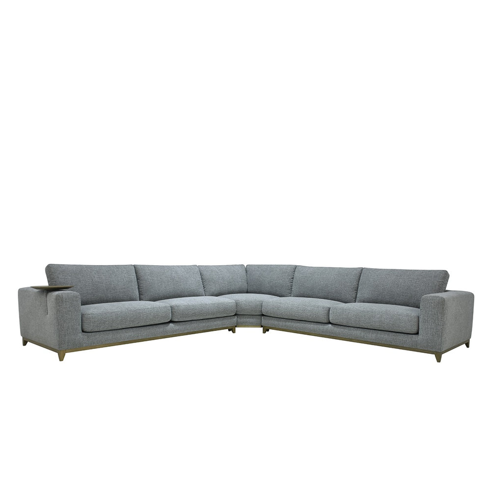 Donovan Upholstered Sectional with Side Table - Gray