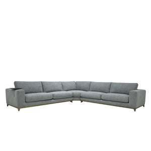 Donovan Upholstered Sectional with Side Table - Gray