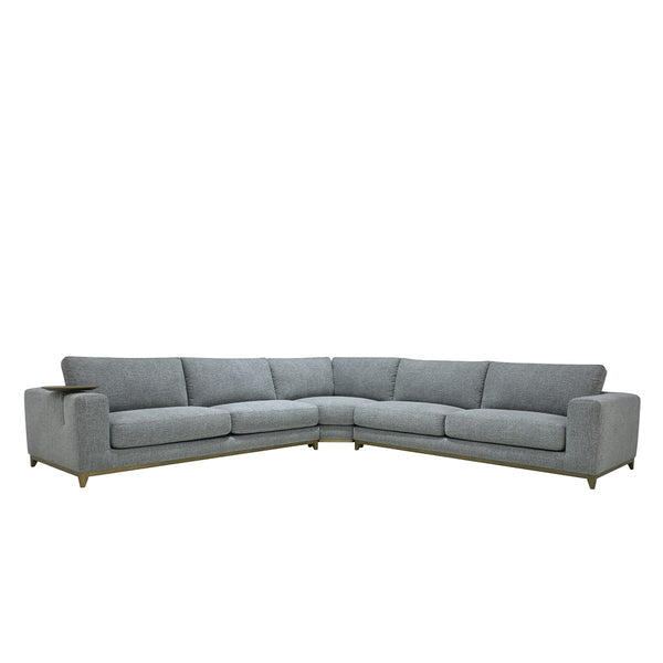Donovan Upholstered Sectional with Side Table - Gray