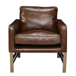 Chazzie Upholstered Accent Chair - Truffle Brown with Ocean Blue Leather