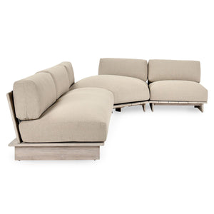 Livia Teak Outdoor Sectional in Soft Taupe