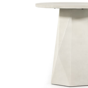Bowman Outdoor End Table In White Concrete