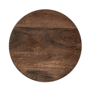 Andra Leather Round Accent Table in Cocoa Brown