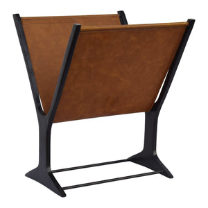 Moe's Ziff Magazine Holder in Brown Leather