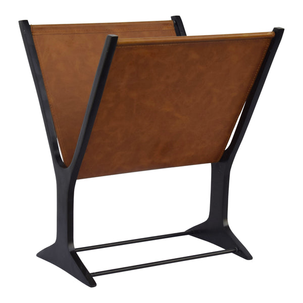 Moe's Ziff Magazine Holder in Brown Leather