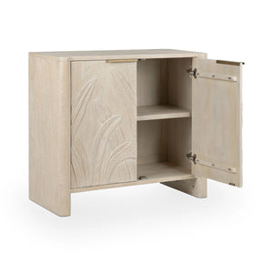 Ledro Solid Mango Wood 2Dr Cabinet with Carvings - Cream