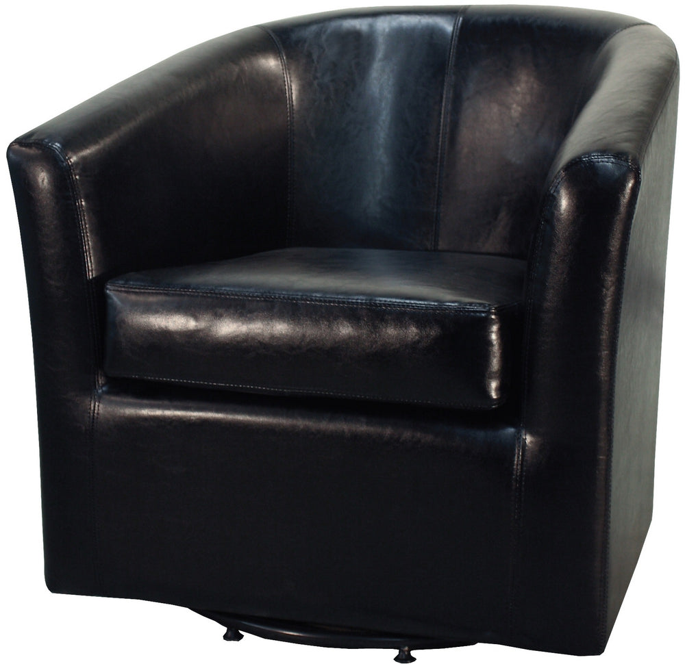 Hayden SWIVEL Bonded Leather Arm Chair In Black