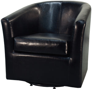Hayden SWIVEL Bonded Leather Arm Chair In Black