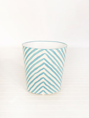 OVAL WASTEBASKET ZEBRA TURQ/CREAM