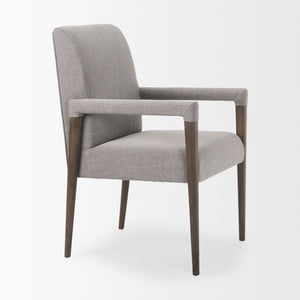 Palisades Grey Fabric Wrap Brown Wooden Frame Dining Chair