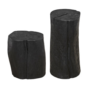 Budi Munggur Side Tables in Burnt Black, Pair