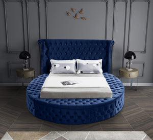 Lorena Full Bed In Navy Velvet