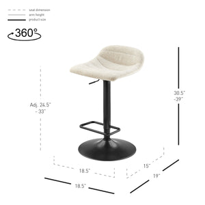Koa KD Fabric Gaslift Swivel Bar Stool, Posh Ivory