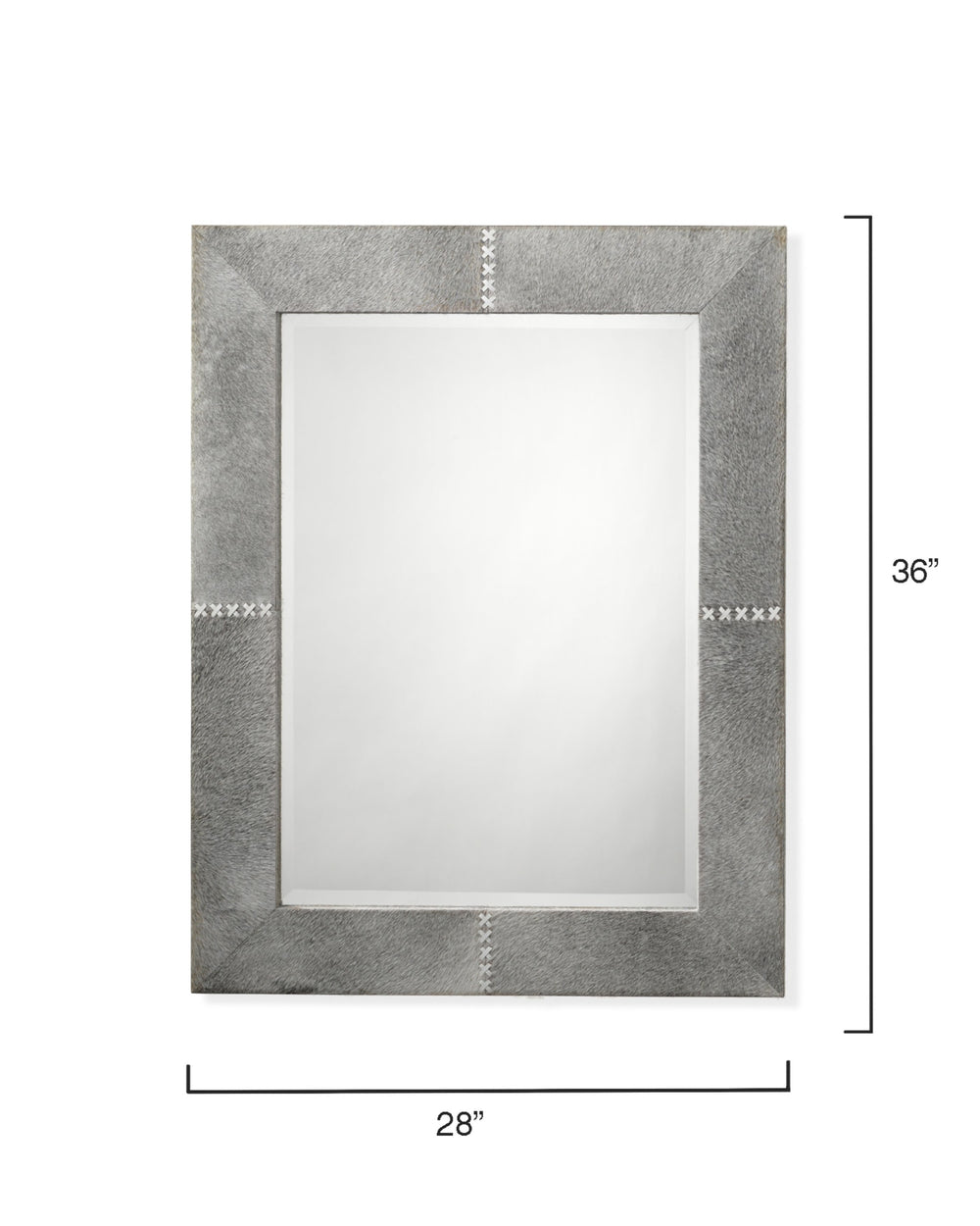 Cross Stitch Rectangle Hide Wall Mirror, Grey