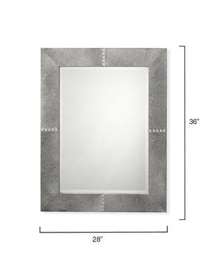 Cross Stitch Rectangle Hide Wall Mirror, Grey