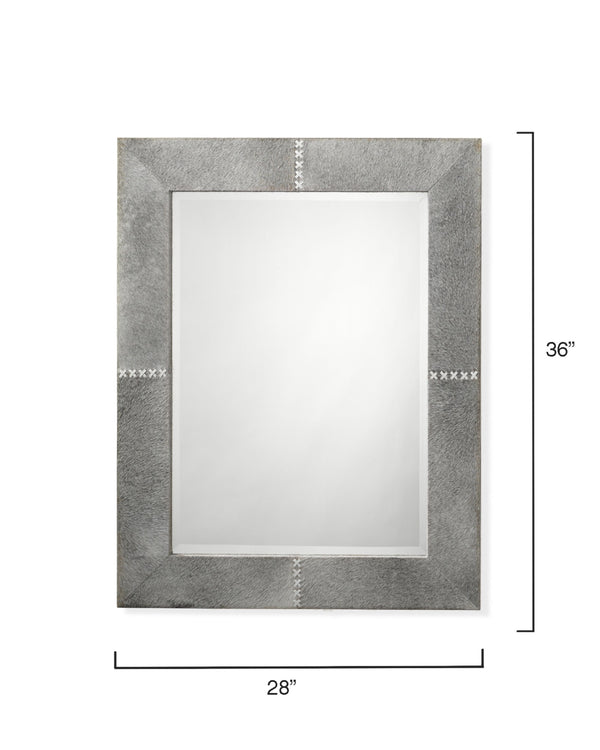 Cross Stitch Rectangle Hide Wall Mirror, Grey
