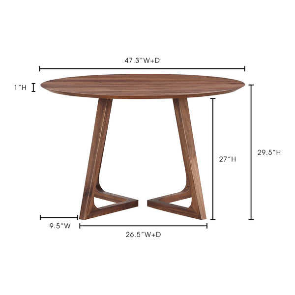 Moe's Godenza Round Dining Table in Walnut