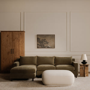 Moe's Marion Square Ottoman White Fabric