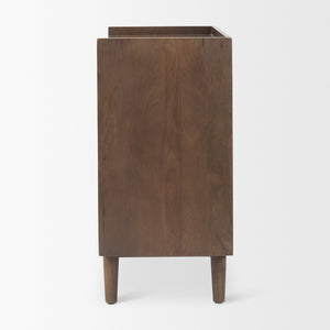 Lillie 36.0L x 16.0W x 32.0H Medium Brown Wood 2 Door Tray Top Accent Cabinet
