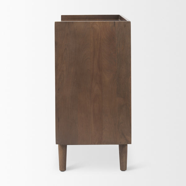Lillie 36.0L x 16.0W x 32.0H Medium Brown Wood 2 Door Tray Top Accent Cabinet
