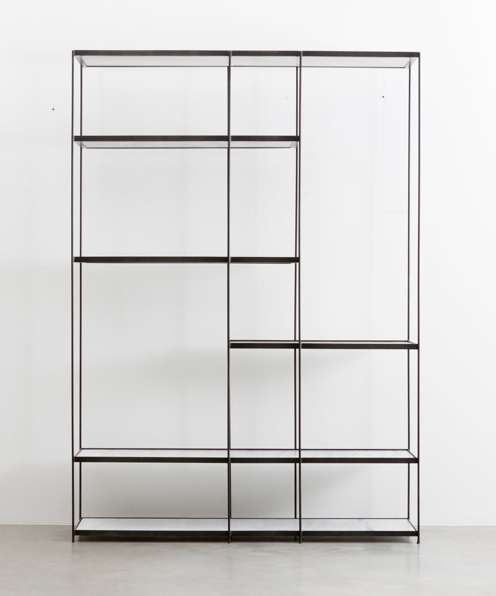 ETTA Bookshelf in wide-metal shelves/industrial black frame