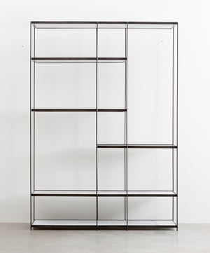 ETTA Bookshelf in wide-metal shelves/industrial black frame