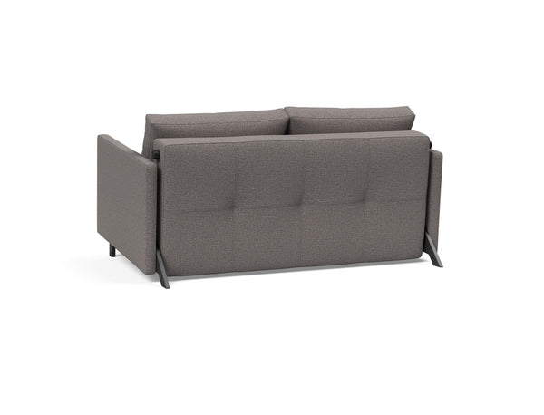 CUBED FULL SOFA BED in MIXED DANCE GREY FABRIC WITH Black Steel LEGS 521