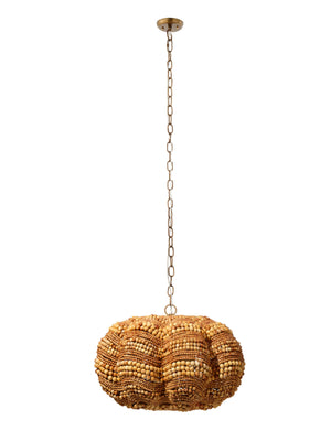 Clamshell Wood Beaded 4-Light Small Chandelier