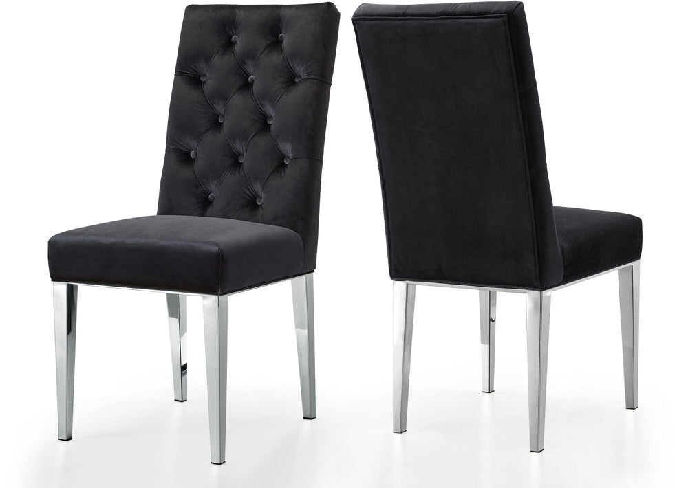 Pauline Dining Chair In Black Velvet