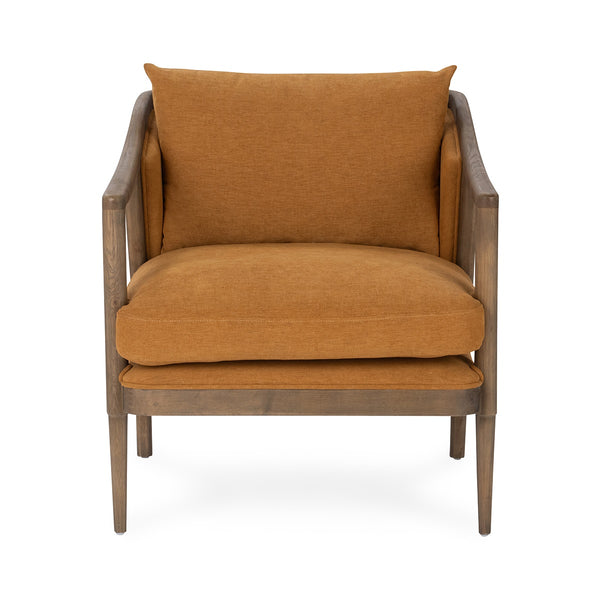 Scarlett Upholstered Accent Chair with Oak Frame in Burnt Orange